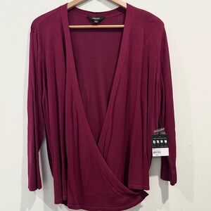 Ladies Burgundy 4 way Wrap sweater Cardigan XXL